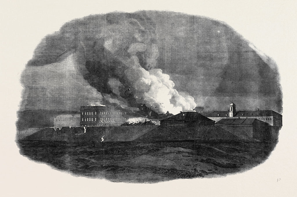 Detail of The Siege of Sebastopol, Destruction of the Southern Part of the Large Barracks by Anonymous