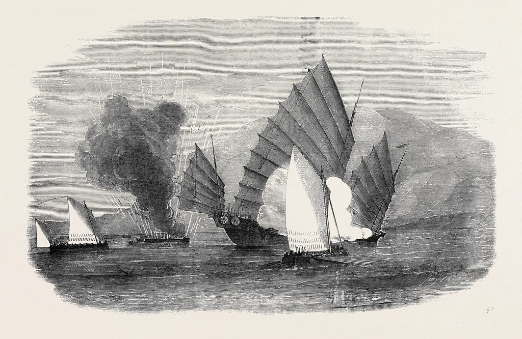 Detail of Pursuit of a Chinese Pirate by the Boats of H.M.S. Racehorse, in Pinghai Bay by Anonymous