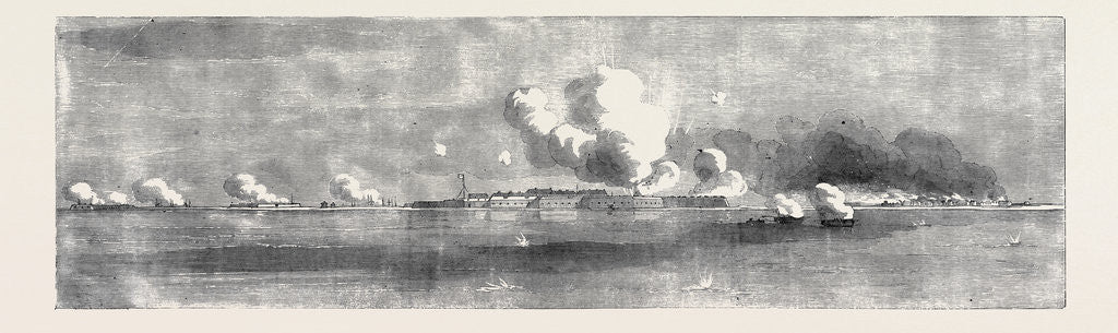 Detail of Bombardment of Kinburn, Village on Fire, Sketched by an Officer of the Expedition by Anonymous