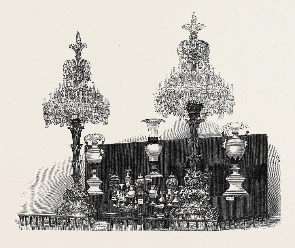 Detail of The Paris Universal Exhibition: French Glass Manufactures in the Nave Stall of the Paris Exhibition. by Anonymous