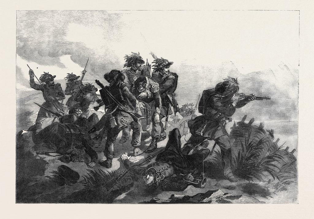 Detail of Sardinian Chasseurs Rescuing the Body of Their Commander, Captain Prola, at the Battle of Rivoli by Anonymous