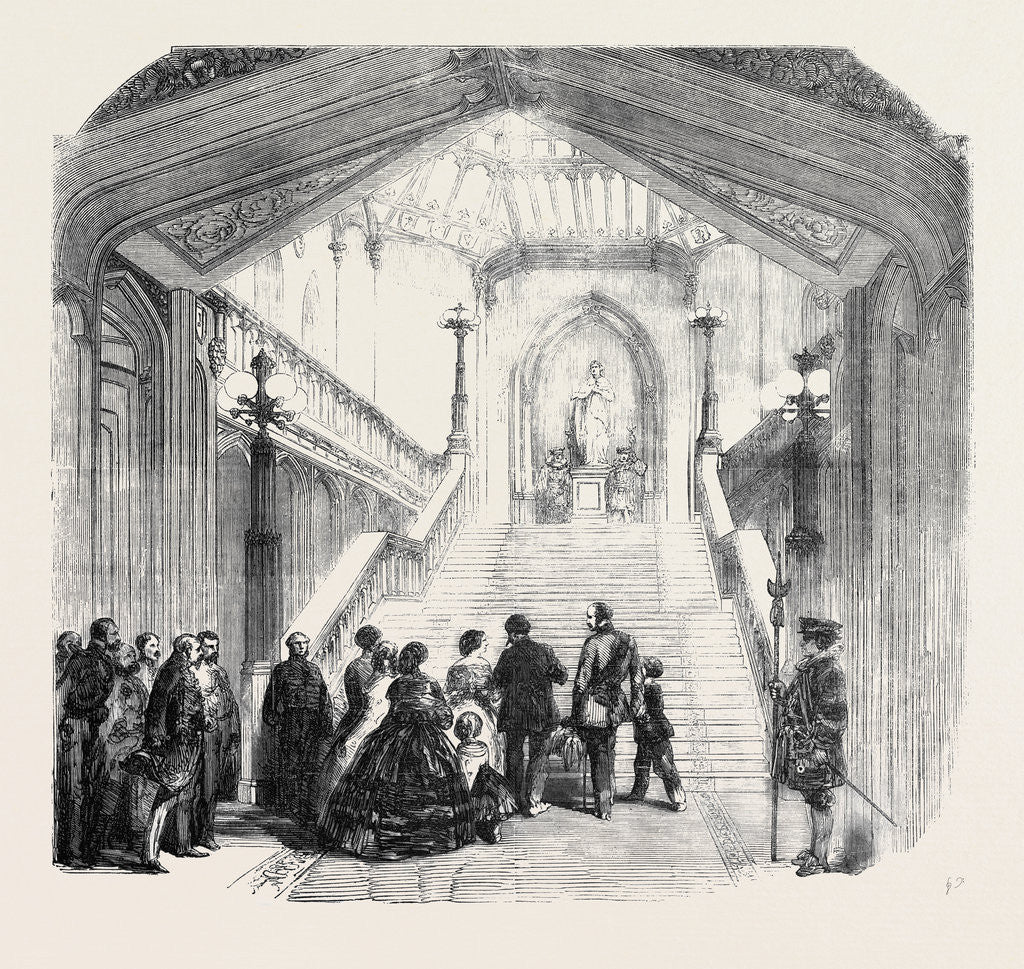 Detail of Arrival of the King of Sardinia at Windsor Castle, the Grand Staircase by Anonymous