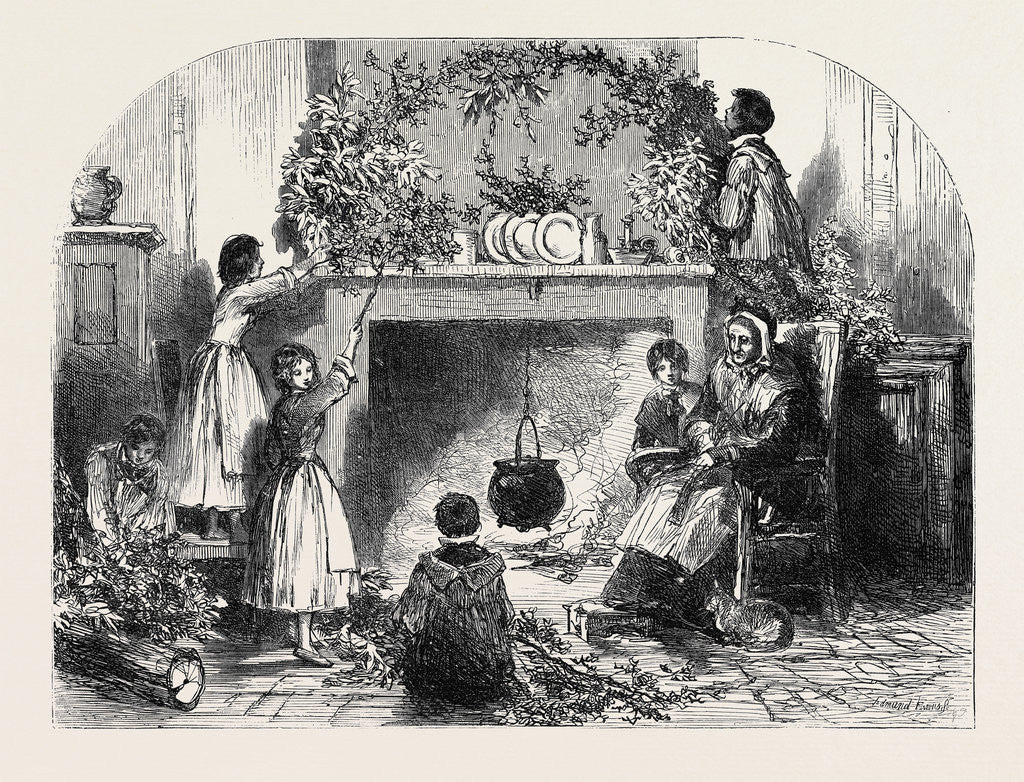 Detail of Christmas Eve, Putting Up the Mistletoe by Anonymous