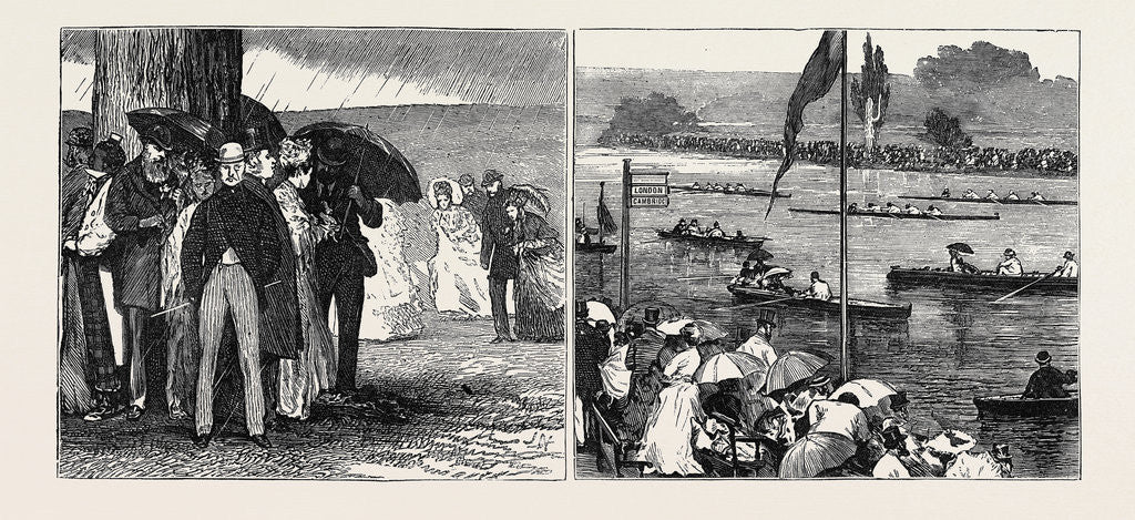 Detail of Henley Regatta; Left: The Henley Shower, Right: View of the Course from the Lawn by Anonymous