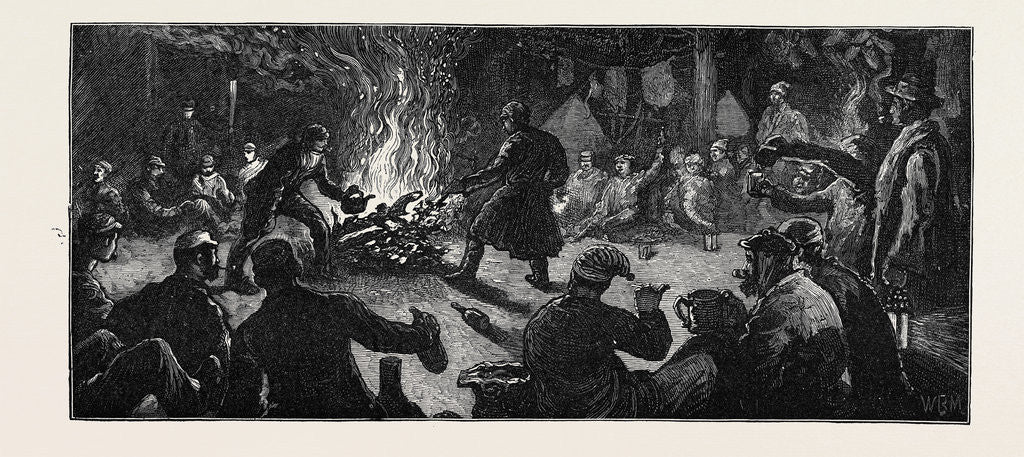 Detail of Henley Regatta, Round the Fire on the Island by Anonymous