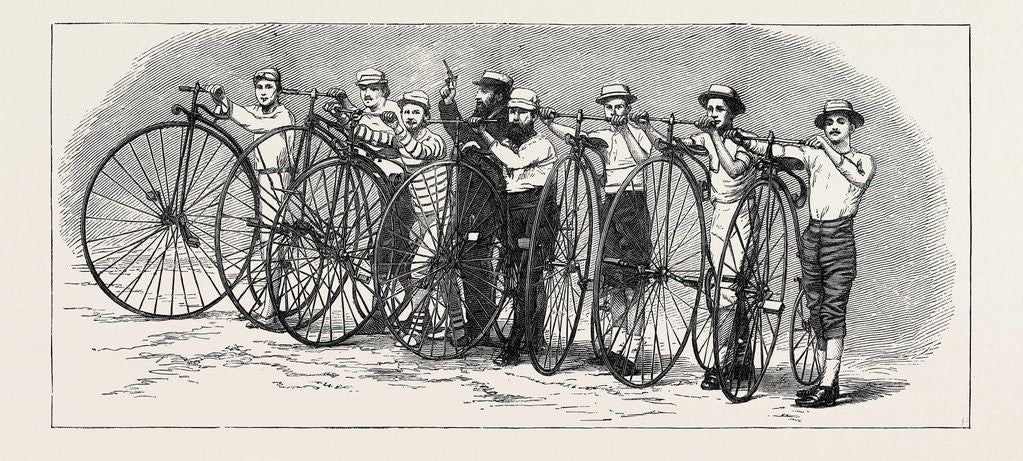 Detail of Bicycle Race from Bath to London, the Start, August 15, 1874 by Anonymous