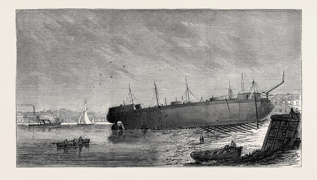 Detail of The Attempt to Launch the Ironclad Independencia Built for the Brazilian Government, August 15, 1874 by Anonymous