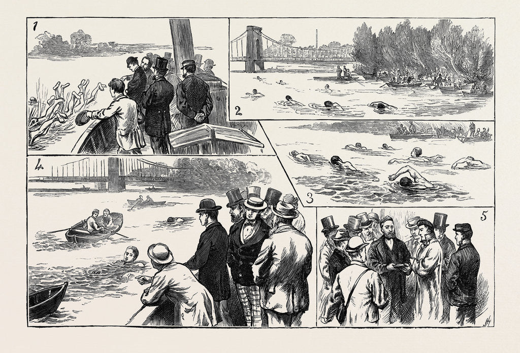 Detail of Swimming Match in the Thames for the Amateur Championship by Anonymous