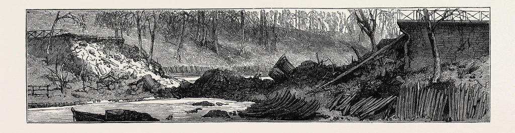 Detail of The Explosion on the Regent's Canal: The Canal, the Navigation Blocked by the Fallen Bridge, October 10, 1874 by Anonymous