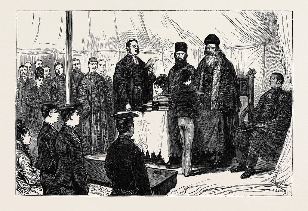 Detail of Distribution of Prizes by the Patriarch of Syria at St. Clement's and St. Andrew's High School, Notting Hill, October 10, 1874 by Anonymous
