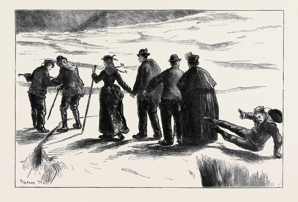 Detail of An Autumn Tour in Switzerland: Crossing the Mer De Glace by Anonymous