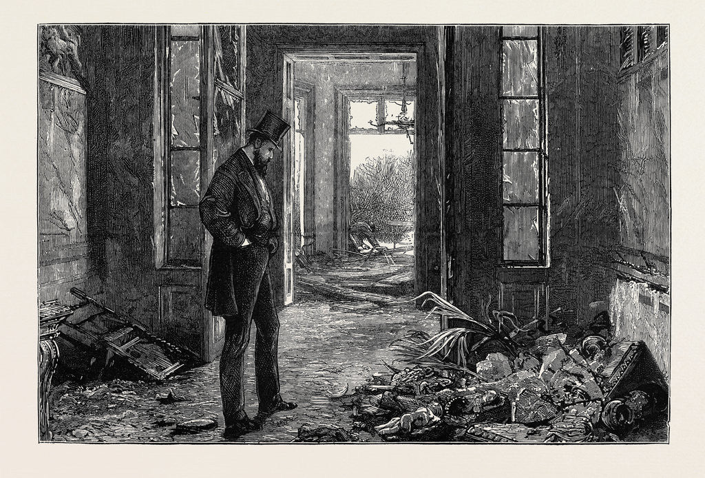 Detail of After the Explosion, Wreck of a Collection of Bas Reliefs, China, Carvings, Etc., in Mr. Gerstenberg's House by Anonymous