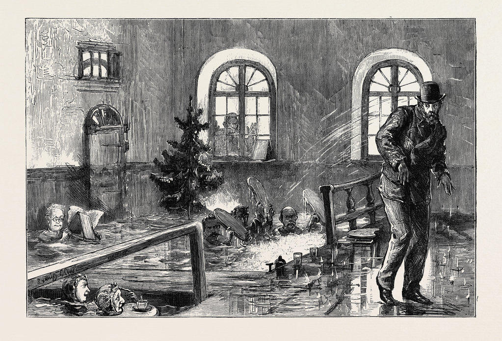 Detail of An Autumn Tour in Switzerland: Hats Off, a Sketch in the Private Baths at Leukerbad by Anonymous