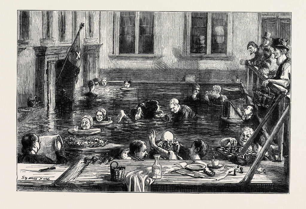 Detail of An Autumn Tour in Switzerland: The Public Baths at Leukerbad by Anonymous