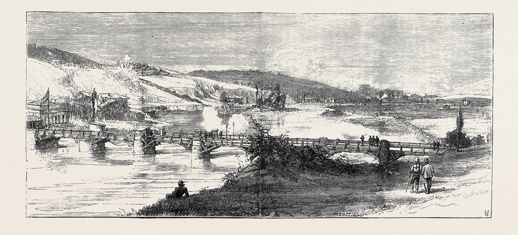 Detail of The Civil War in Spain, View of the Bridge of Béhobie, Republicans Firing on a Carlist Position by Anonymous