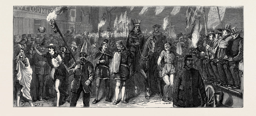 Detail of The Duke and Duchess of Edinburgh at Ashford: The Torchlight Procession, December 5, 1874 by Anonymous