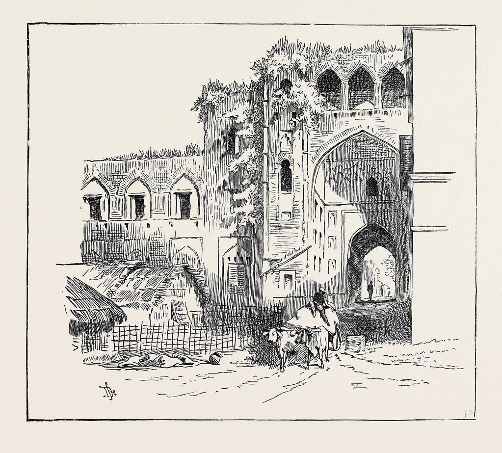 Detail of Sketches of Ancient Buildings at Dacca, Bengal: Ruined Gateway of the Ancient Fort by Anonymous