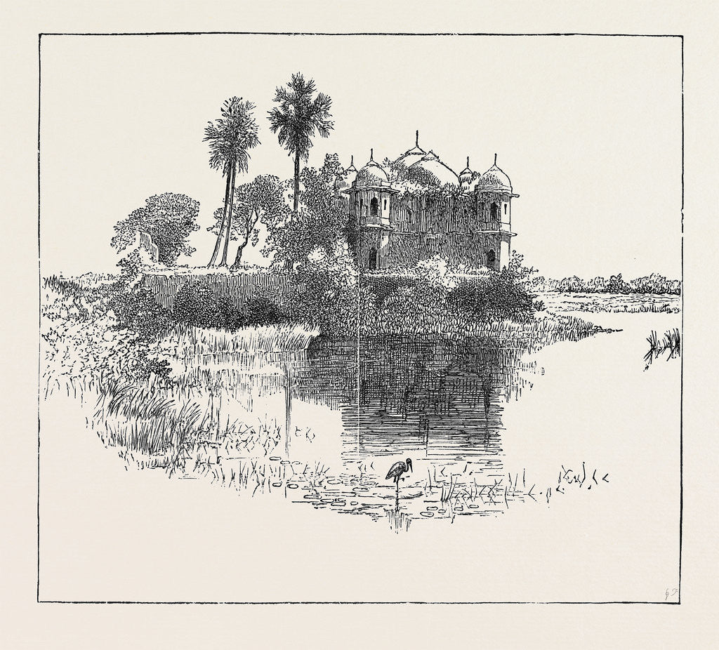 Detail of Sketches of Ancient Buildings at Dacca, Bengal: Ruins of the Sath Musjid or Seven-Domed Temple by Anonymous
