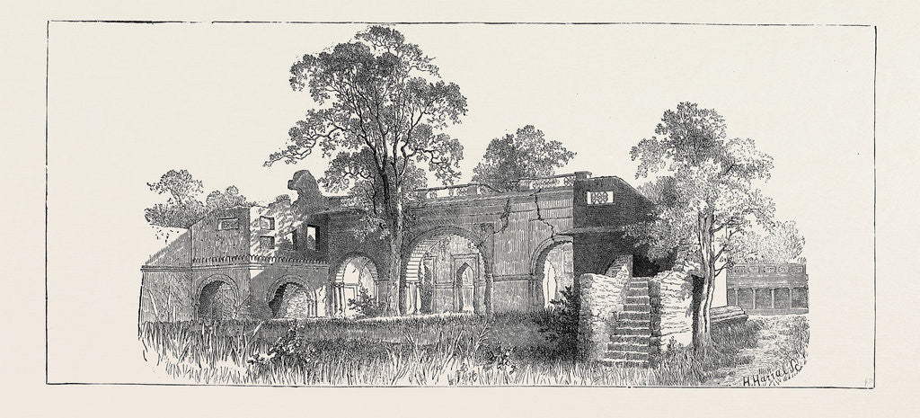 Detail of Sketches of Ancient Buildings at Dacca, Bengal: Ruins of the Nawab-Baree by Anonymous