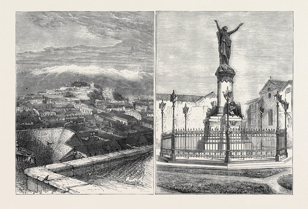 Detail of The Forthcoming Transit of Venus: View of Santiago, Monument at Santiago to Those Who Perished During the Burning of the Cathedral, 1863 by Anonymous