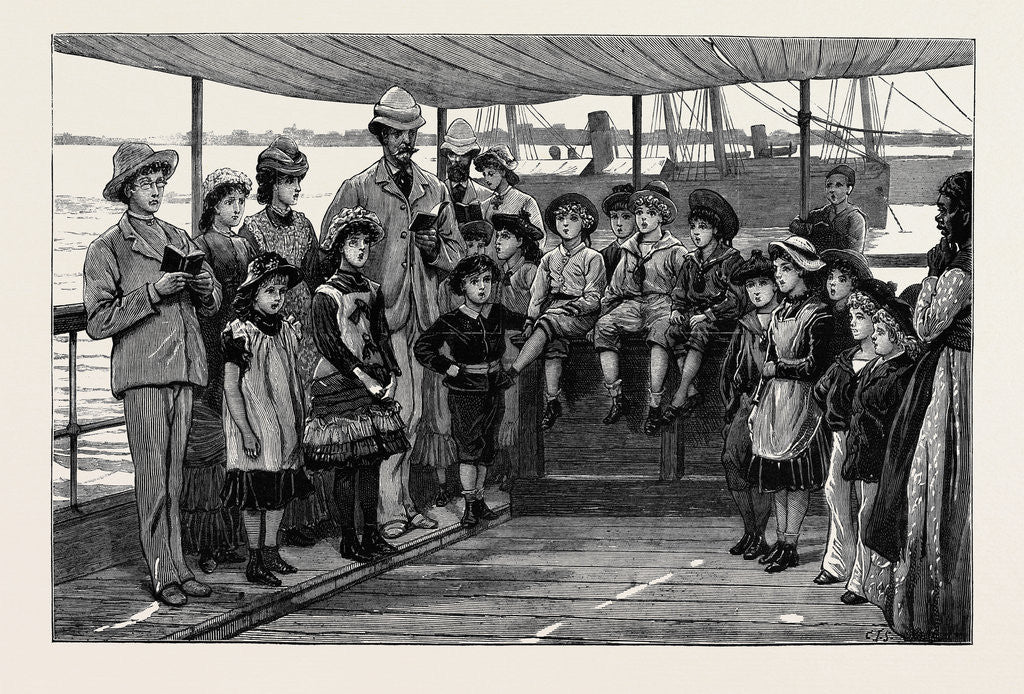 Detail of The Crisis in Egypt: Alexandria: Sunday-School on Board the Refugee-Ship Rosina by Anonymous