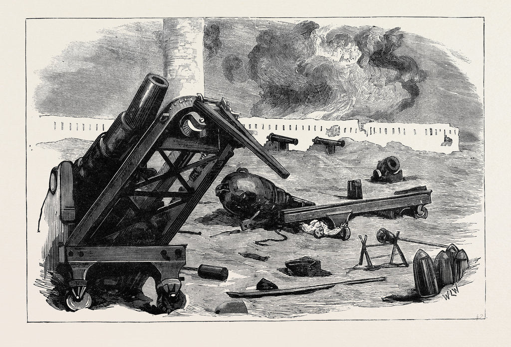 Detail of After the Bombardment of Alexandria: The Effect of the Shells from H.M.S. Superb and Inflexible on the Guns in Fort Pharos by Anonymous