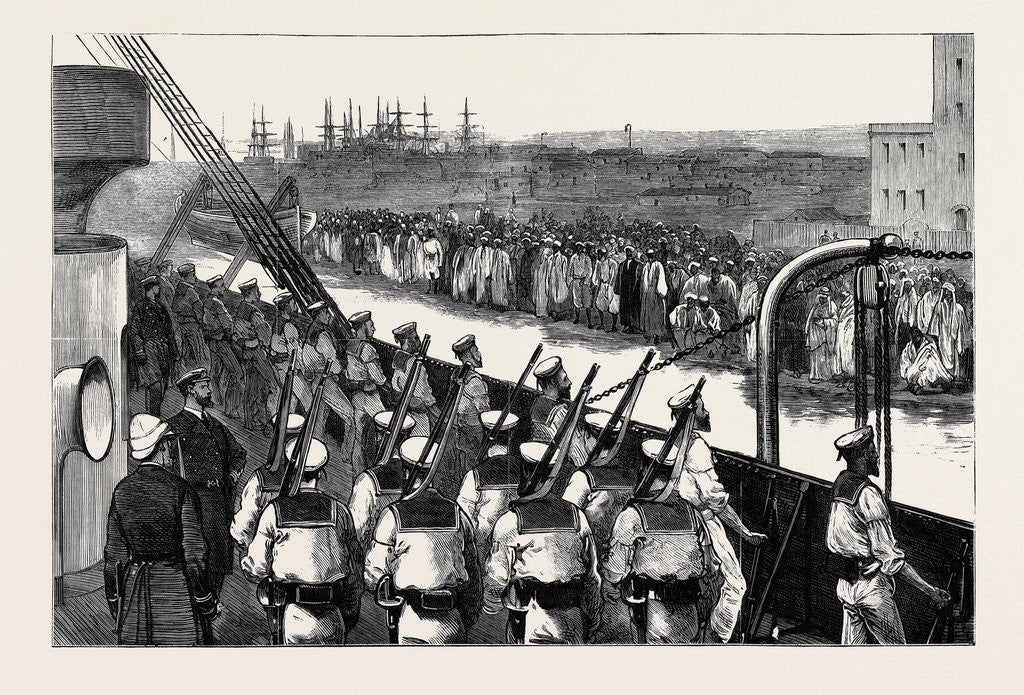 Detail of Arabs at Port Said Watching Blue Jackets at Company Drill on Board H.M.S. Monarch by Anonymous