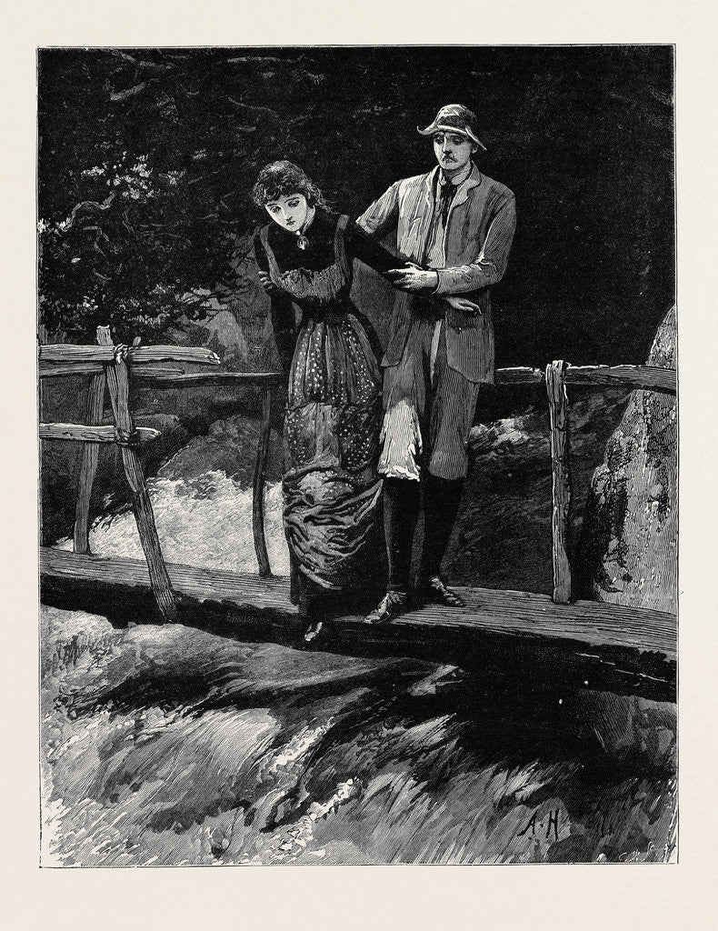 Detail of Kit, a Memory; Frank Found Himself Alone with Trenna Upon the Little Rustic Bridge that Spanned the Waterfall by Anonymous