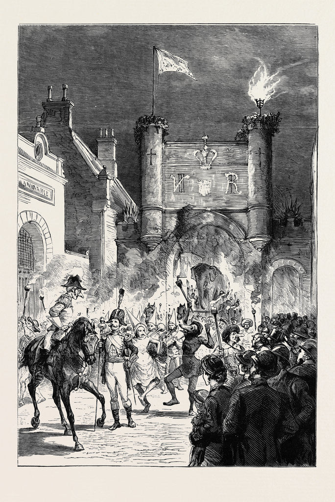 Detail of The Preston Guild Festival: The Torchlight Procession Passing County Buildings by Anonymous