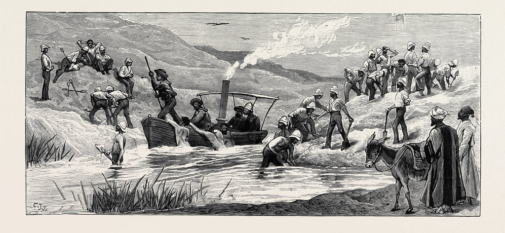Detail of British Troops Cutting a Dam Constructed by Arabi at Mahuta on the Sweet Water Canal by Anonymous