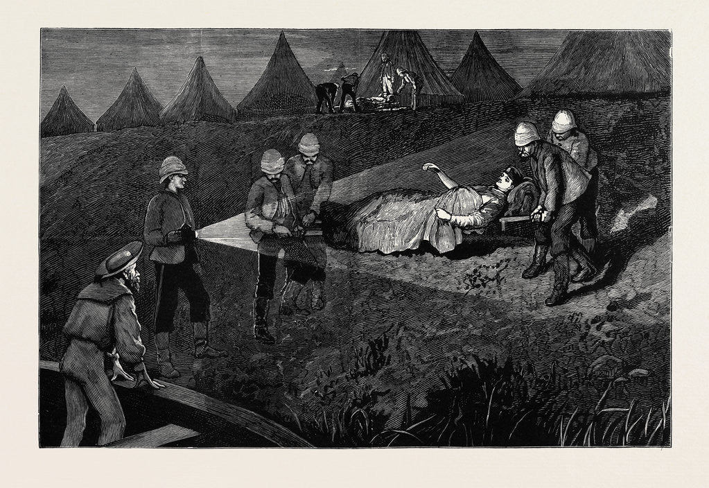 Detail of Lieutenant Purvis, Commander of the Ironclad Train, Being Taken to Hospital after the Battle of Kassassin, September 9 by Anonymous