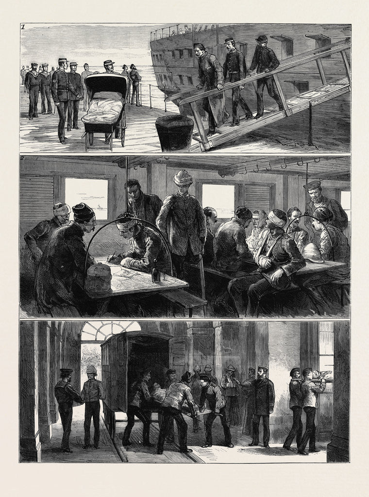 Detail of The War in Egypt, Wounded Soldiers Arriving at Portsmouth by Anonymous