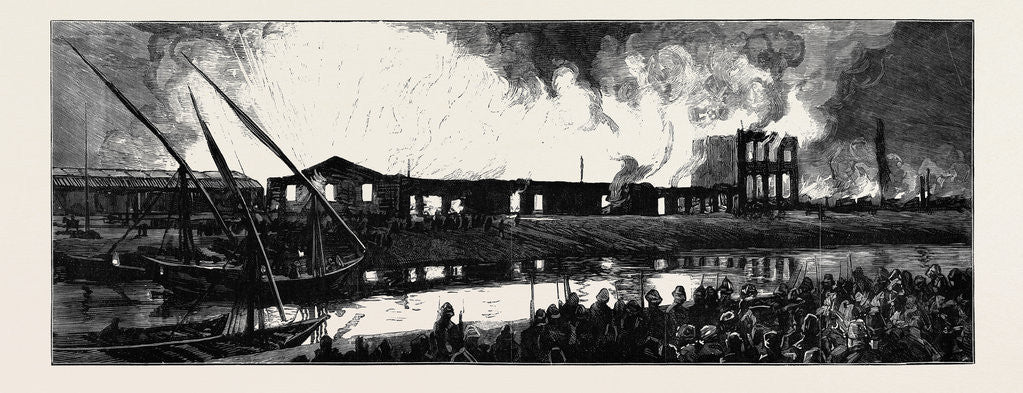 Detail of The War in Egypt, the Occupation of Cairo: The Explosion at the Cairo Railway Station, View from the Opposite Side of the Canal by Anonymous