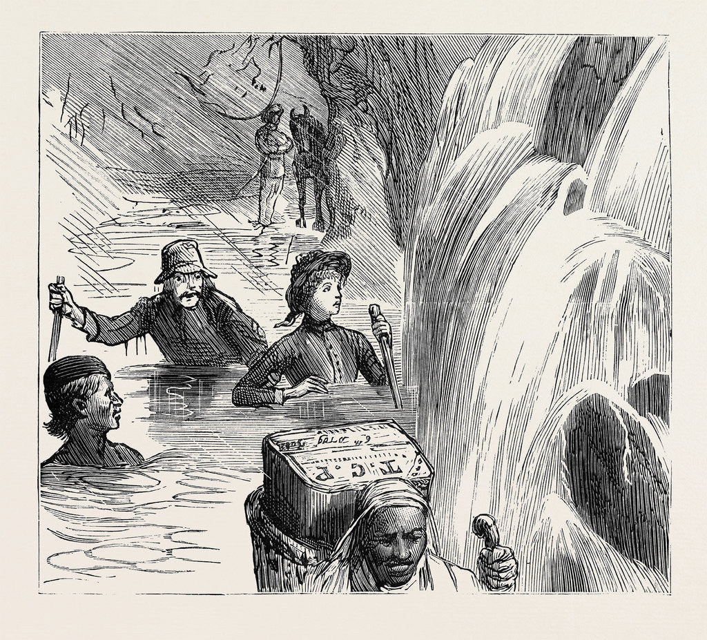 Detail of On My Way to Join My Regiment in Egypt, Catastrophes which Happened to an Officer Recalled from Leave in Kashmir During the Monsoon Rains: 6 P.M., We Have to Wade by Anonymous