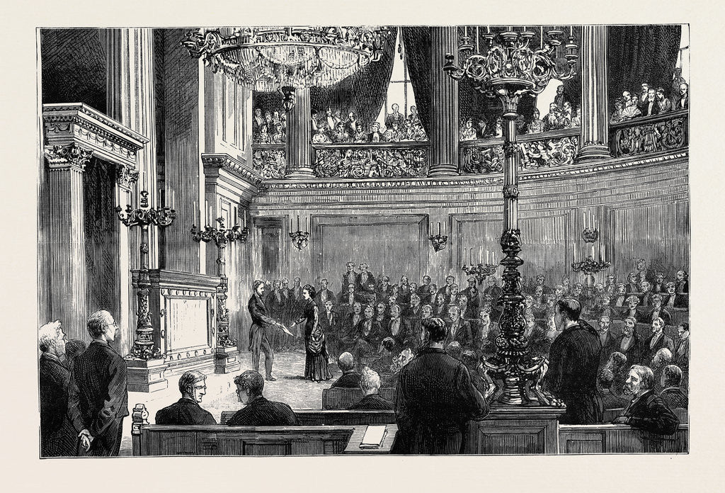 Detail of Women's Education in Norway: Matriculation of the First Female Student at the University of Christiana by Anonymous
