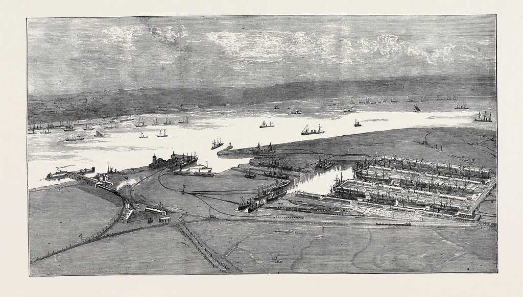 Detail of Bird's-Eye View of the East and West India Dock Extension, Tilbury by Anonymous