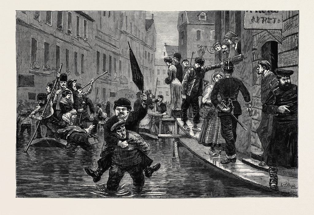 Detail of The Recent Disastrous Floods in Germany: A Street Scene in Düsseldorf by Anonymous