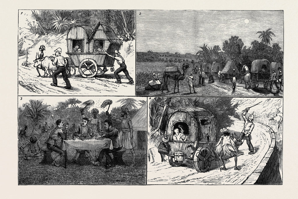 Detail of India, a March to a Hill Station with Invalids by Anonymous
