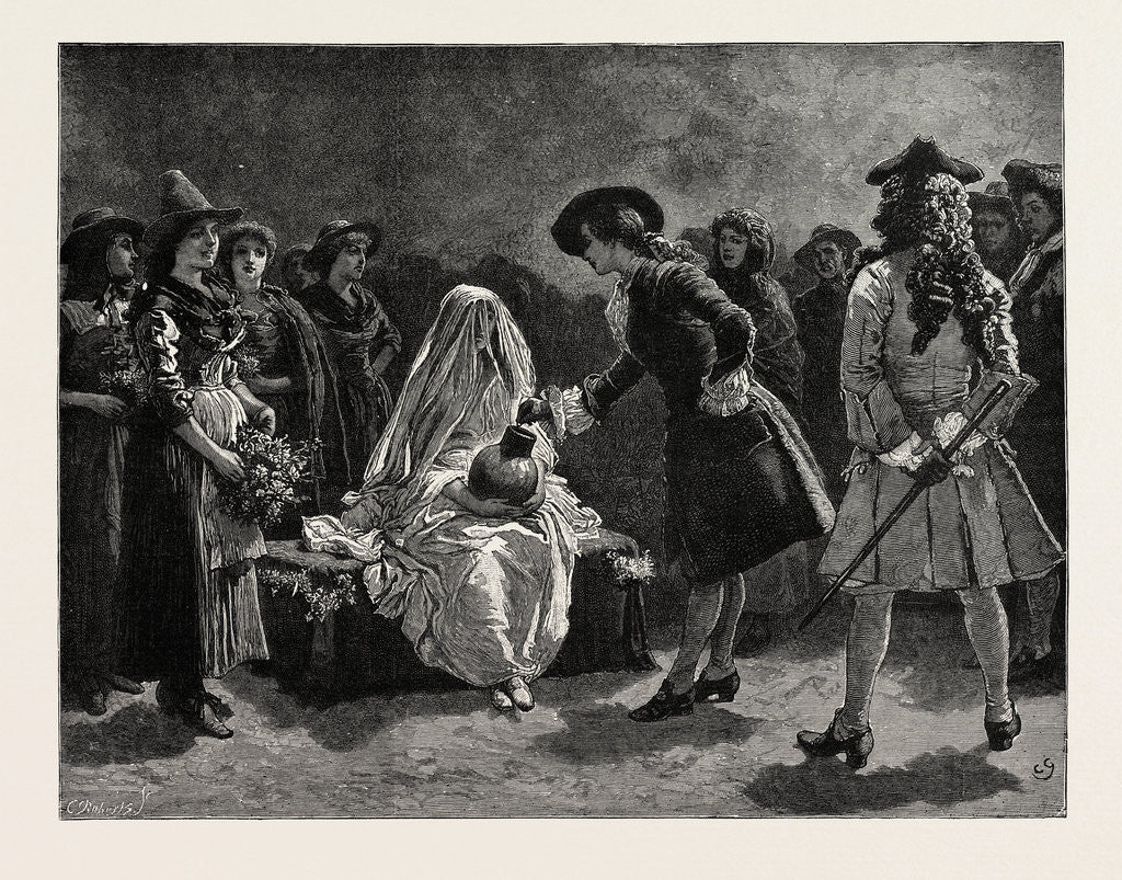 Detail of Dorothy Forster: Mr. Forster Drew a Signet Ring Engraved with His Arms from His Finger and Placed It in the Narrow-Necked Jar. by Anonymous