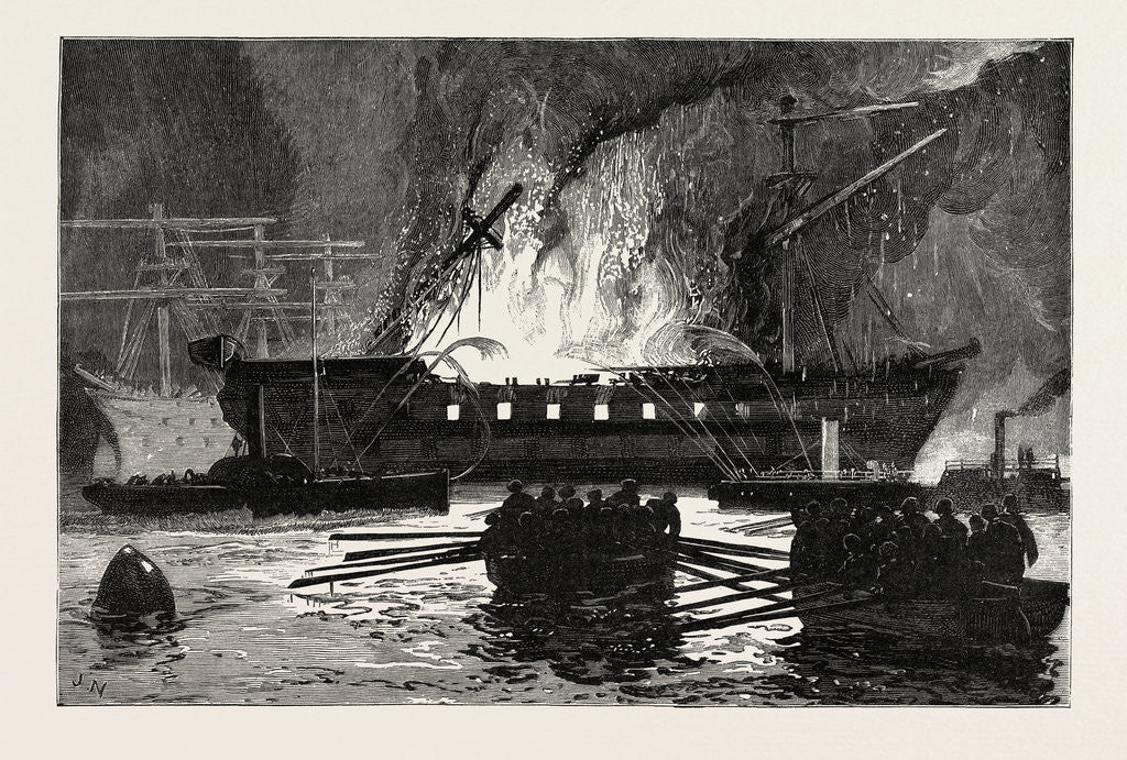 Detail of The Burning of the Roman Catholic Reformatory Ship Clarence on the Mersey by Anonymous