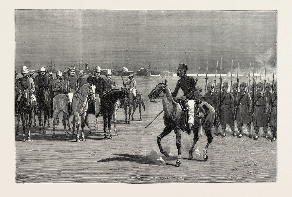 Detail of The Rebellion in the Soudan: Review of Egyptian Troops at Suakim by Admiral Sir W. Hewett by Anonymous