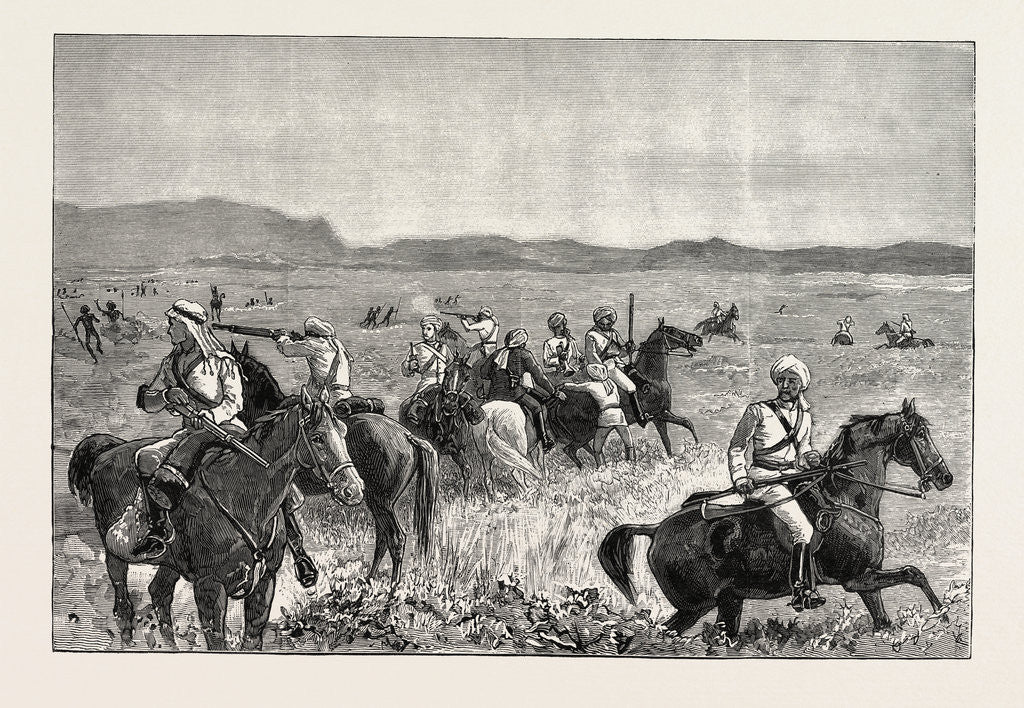 Detail of The Rebellion in the Soudan with Baker Pasha's Expedition to Relieve Tokar: A Cavalry Reconnaissance and First Skirmish with the Enemy Fourteen Miles from Suakim by Anonymous