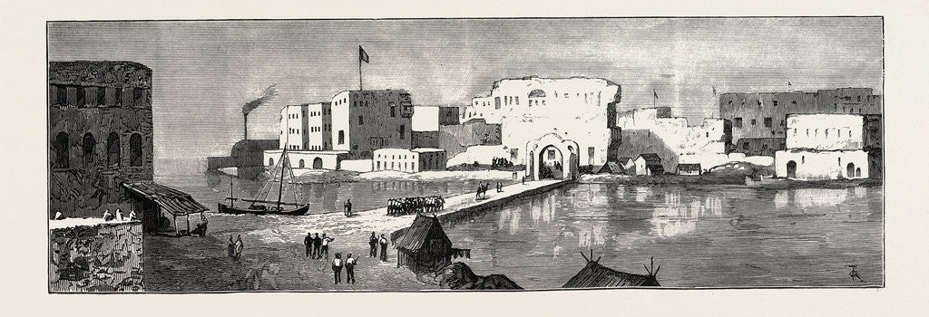 Detail of The Rebellion in the Soudan: The Causeway at Suakim Defended by the Guns of H.M.Ss. Woodlark and Ranger by Anonymous