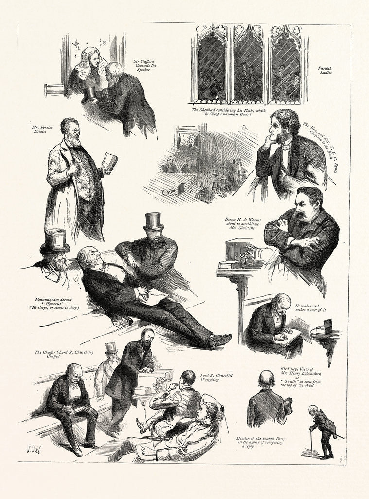Detail of Character Sketches in the House of Commons During the Debate on the Vote of Censure London by Anonymous