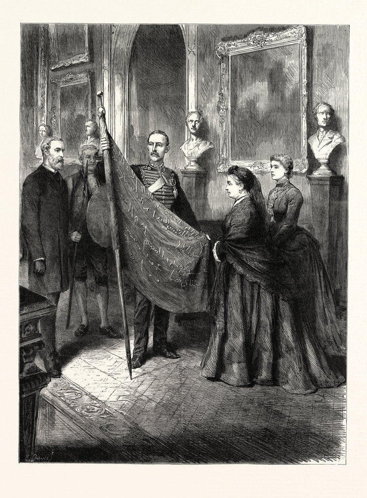 Detail of A Trophy from the Soudan: Lieutenant Wilford Lloyd Presenting One of the Mahdi's Flags to the Queen by Anonymous
