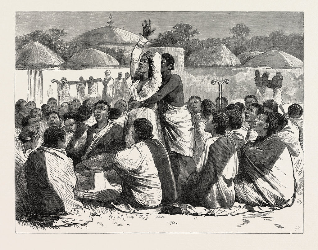 Detail of With Admiral Sir W. Hewett's Embassy to King John of Abyssinia: An Abyssinian Funeral a Mother Bewailing Her Infant by Anonymous