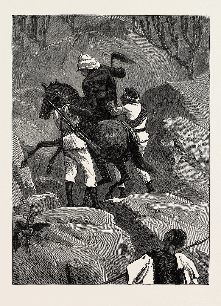 Detail of With Admiral Sir W. Hewett's Embassy to King John of Abyssinia: An Awkward Part of the Maiensi Pass by Anonymous