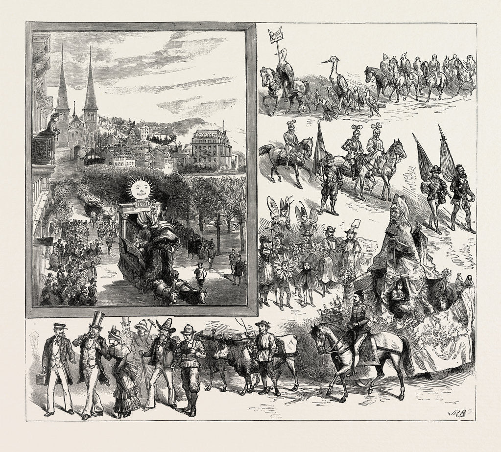 Detail of The Carnival at Lucerne (Luzern) Switzerland by Anonymous