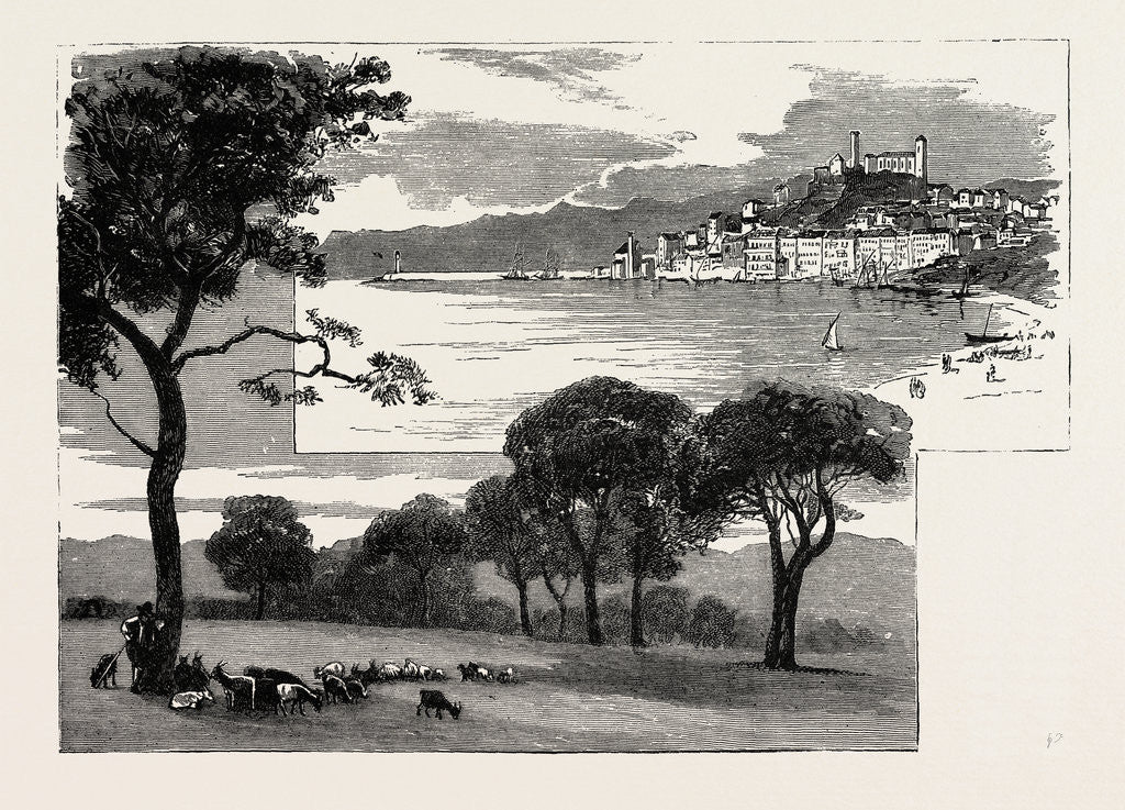 Detail of The Late Duke of Albany: Views of Cannes: La Bocca (Left Image) Cannes from La Croisette (Right Image) by Anonymous