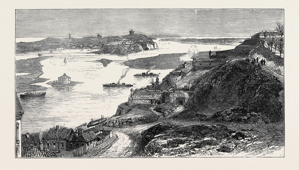 Detail of The Outrage on the Austrian Monitor at Belgrade, the Fortress Saluting the Austrian Flag on Christmas Eve by Anonymous